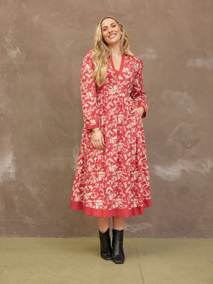 Barbara Red Floral Dress