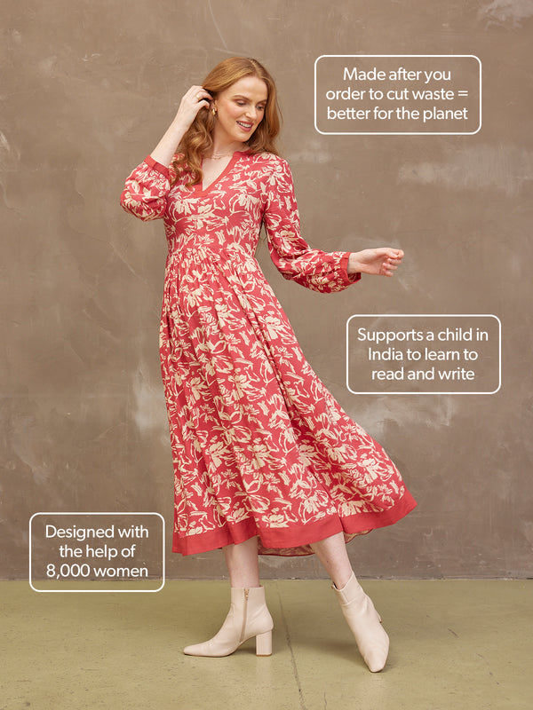 Barbara Red Floral Dress