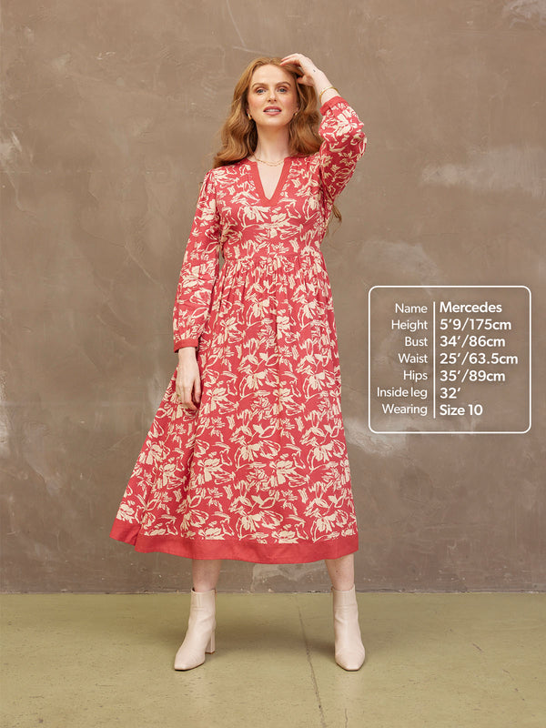 Barbara Red Floral Dress