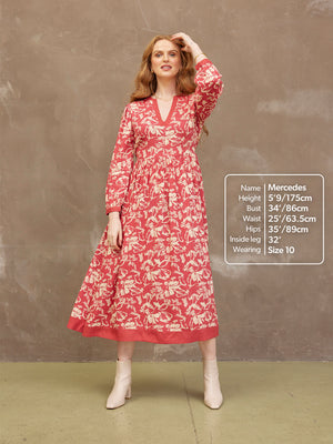 Barbara Red Floral Dress