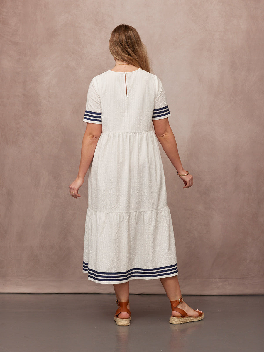 fiona cotton white midi dress Fiona Tiered Dress