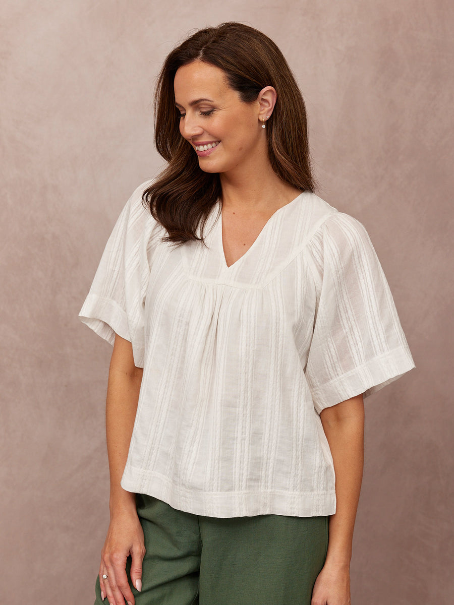 Edith Textured Relaxed Top - White