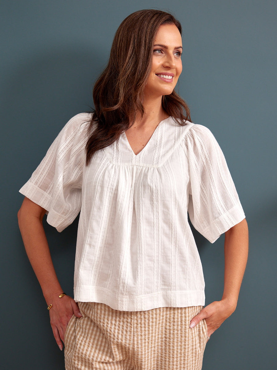 Edith Textured Relaxed Top - White