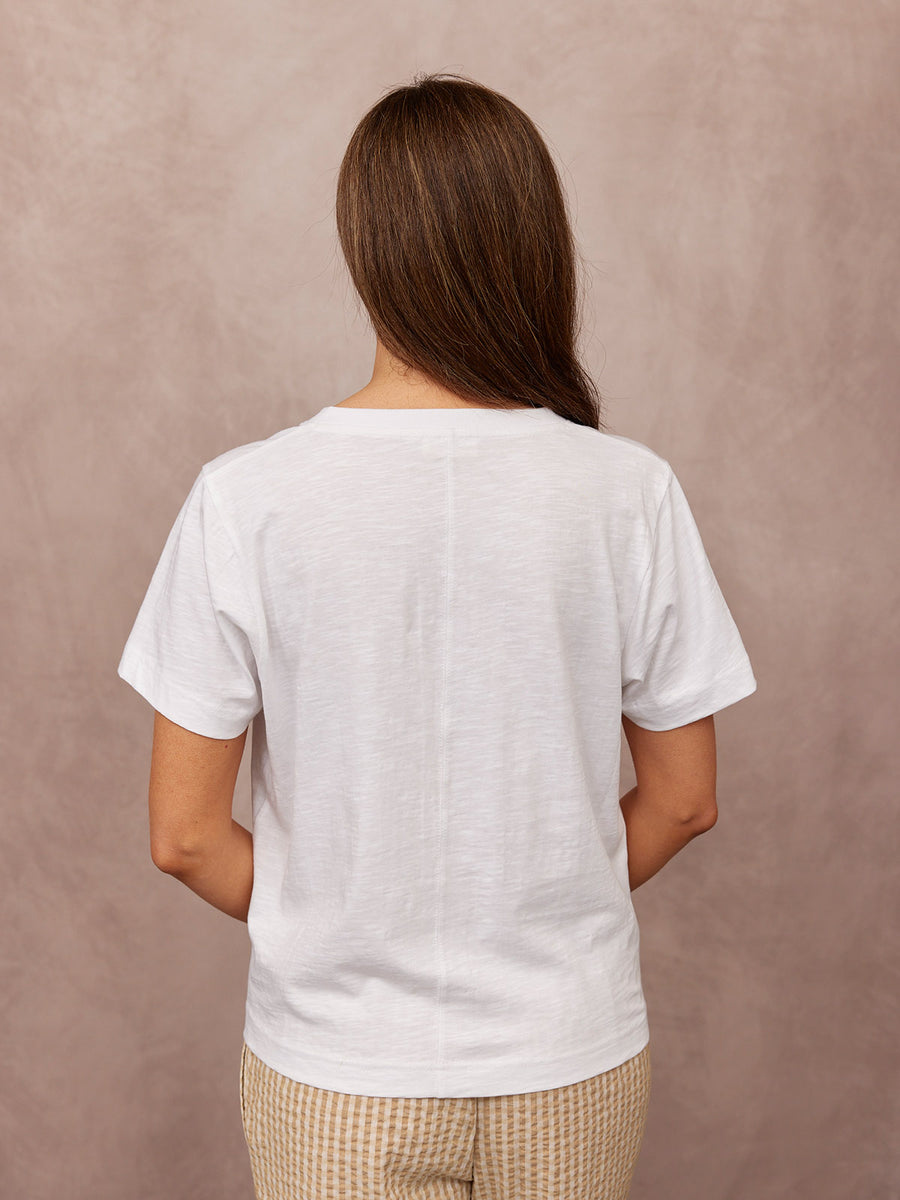 Cathy V-neck Tee - White