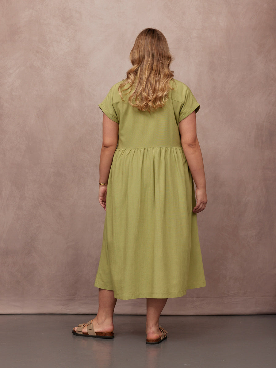 Rhiona Linen Shirt Dress - Olive This is Unfolded Rhiona Linen Shirt Dress - Olive This is Unfolded
