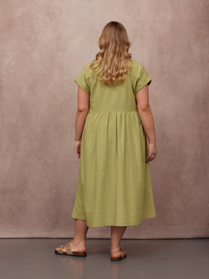 Rhiona Linen Shirt Dress - Olive