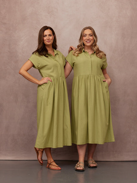 Rhiona Linen Shirt Dress - Olive