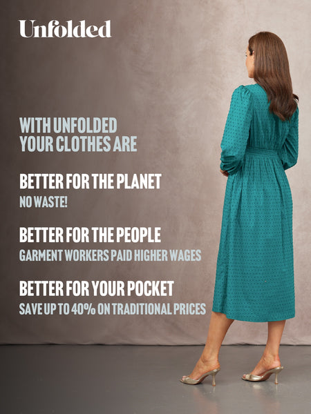 Luisa Swiss Dot Cotton Trim Detail Dress - Teal