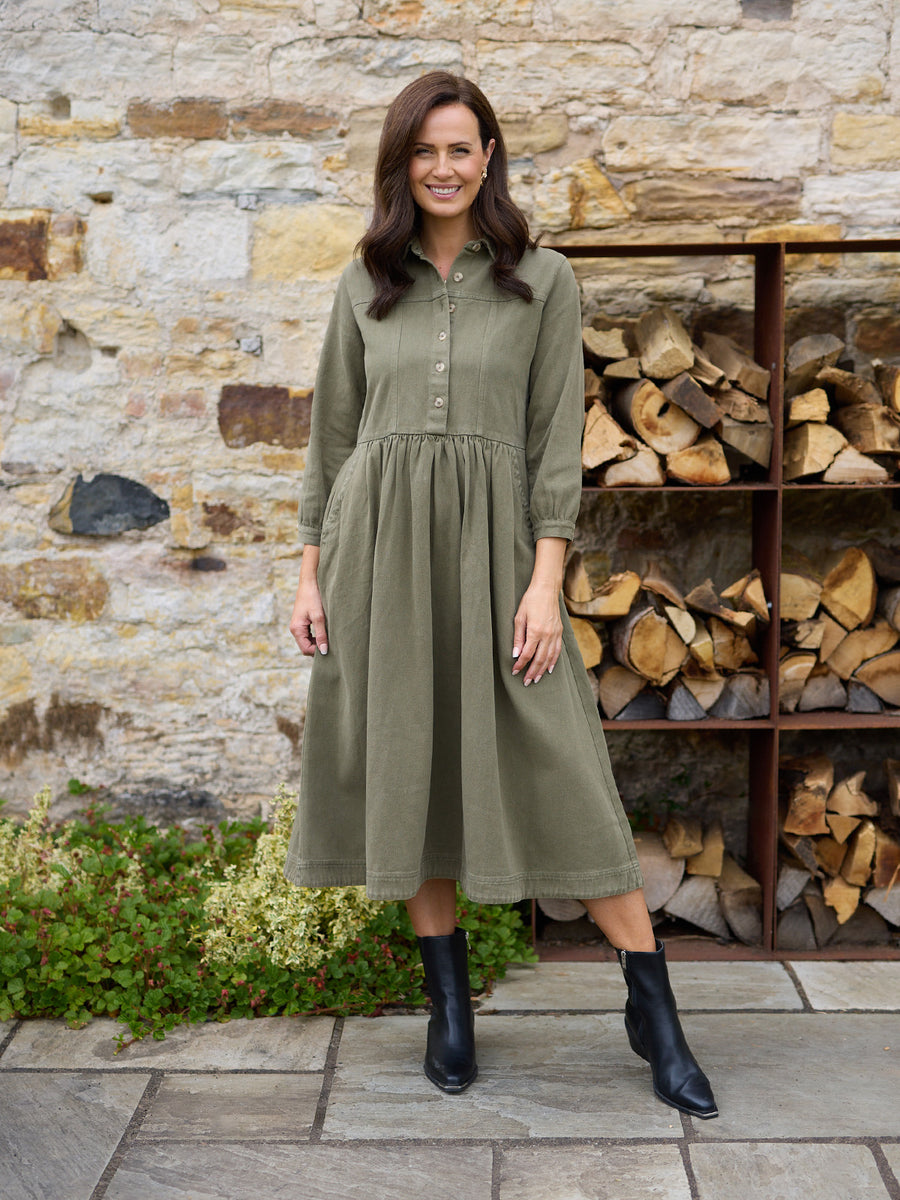 Daisie Shirt Dress - Khaki