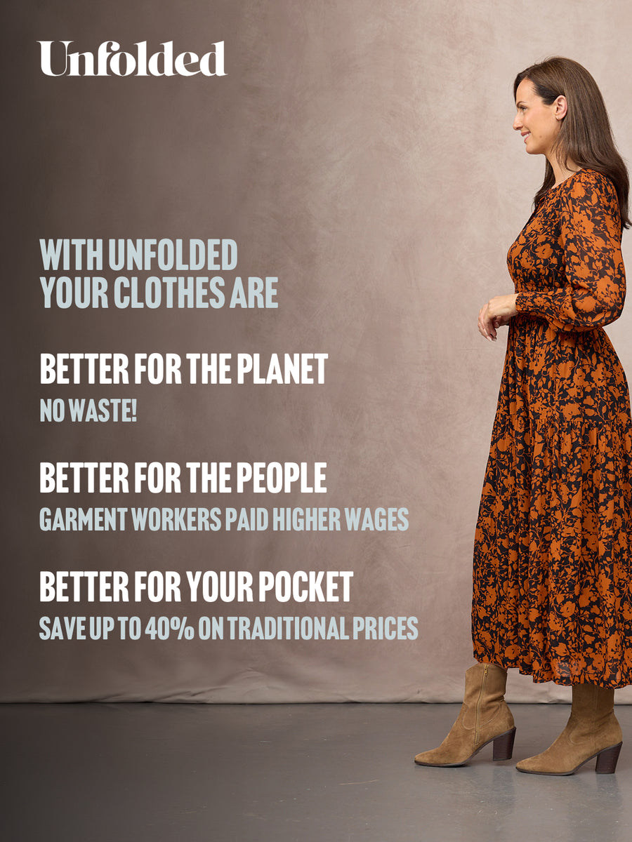 Eleanor Tiered Skirt Dress - Orange & Black Floral Print