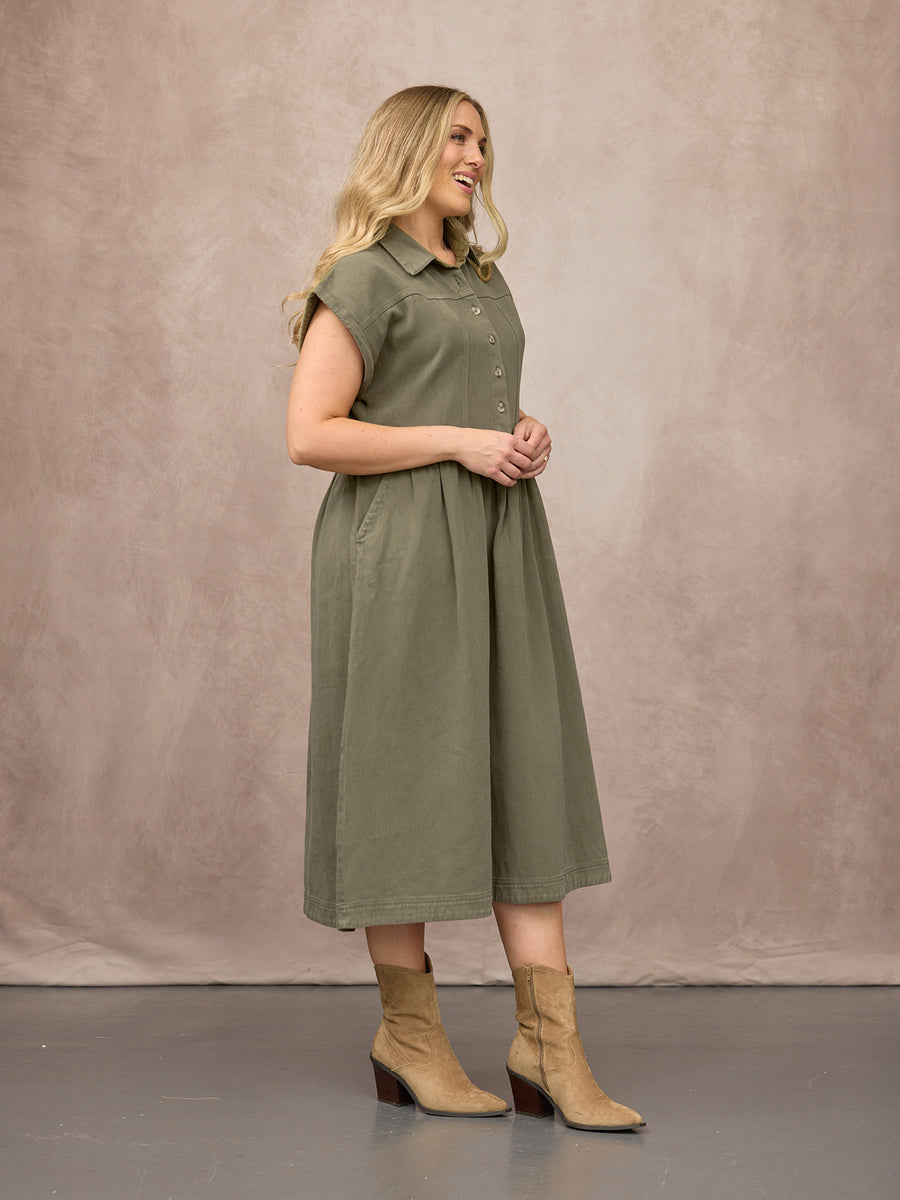 Rhiona Shirt Dress - Khaki