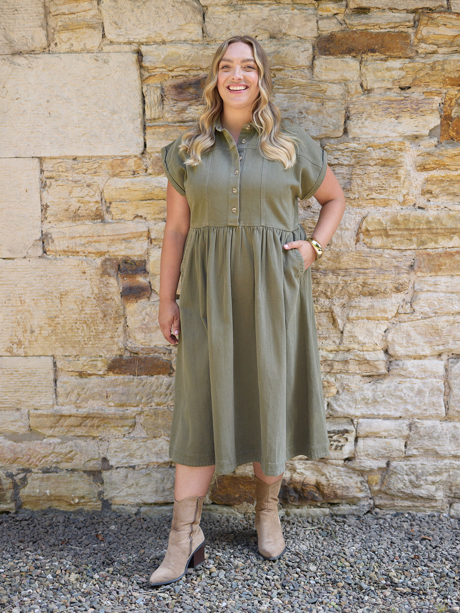 Rhiona Shirt Dress - Khaki