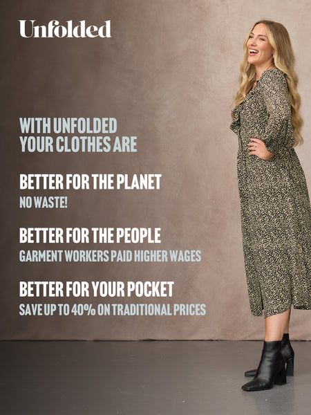 Emma Frill Neckline Long Sleeve Dress - Black & Natural