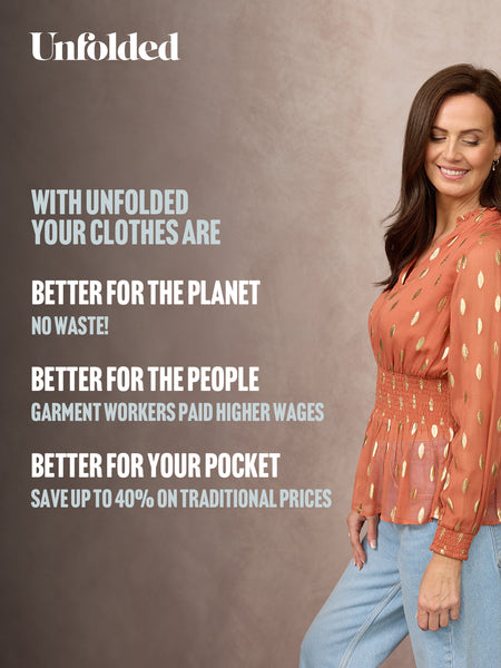 Gloria Shirred Waist Lurex Peplum Top - Cinnamon & Gold