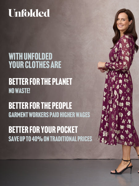 Libby Long Sleeve Floral Lurex Dress - Plum & Gold