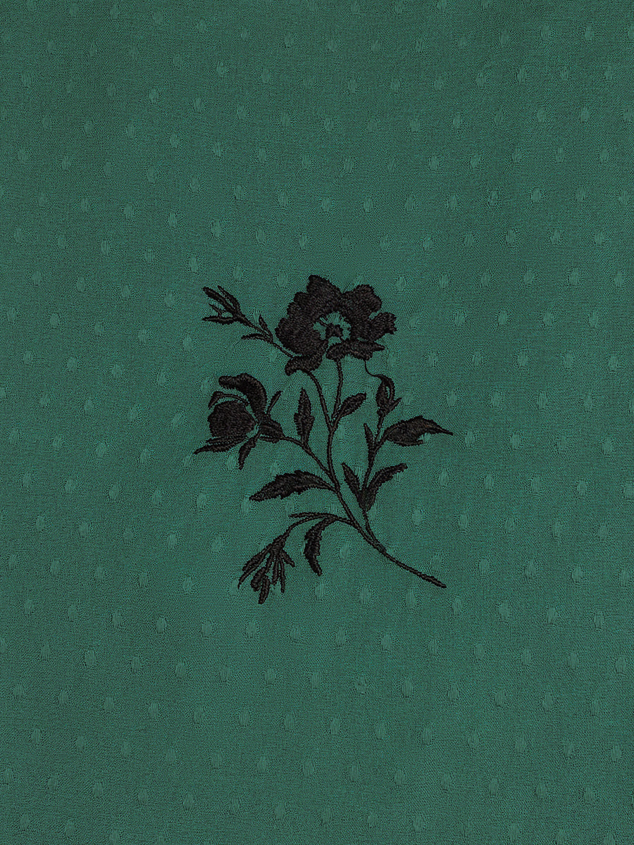 Lucy Embroidered Long Sleeve Dress - Green & Black