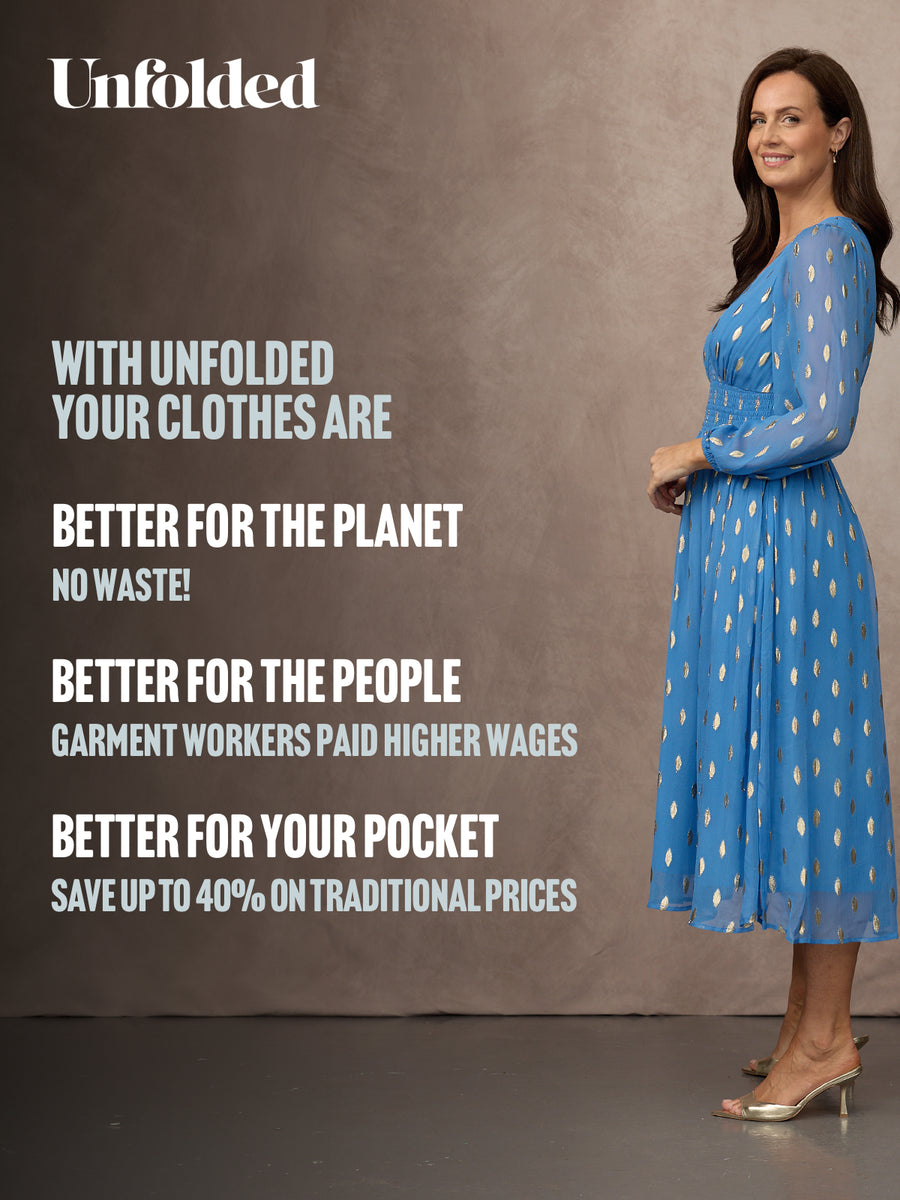 Maddie Long Sleeve Lurex Dress - Blue