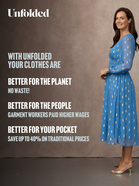 Maddie Long Sleeve Lurex Dress - Blue