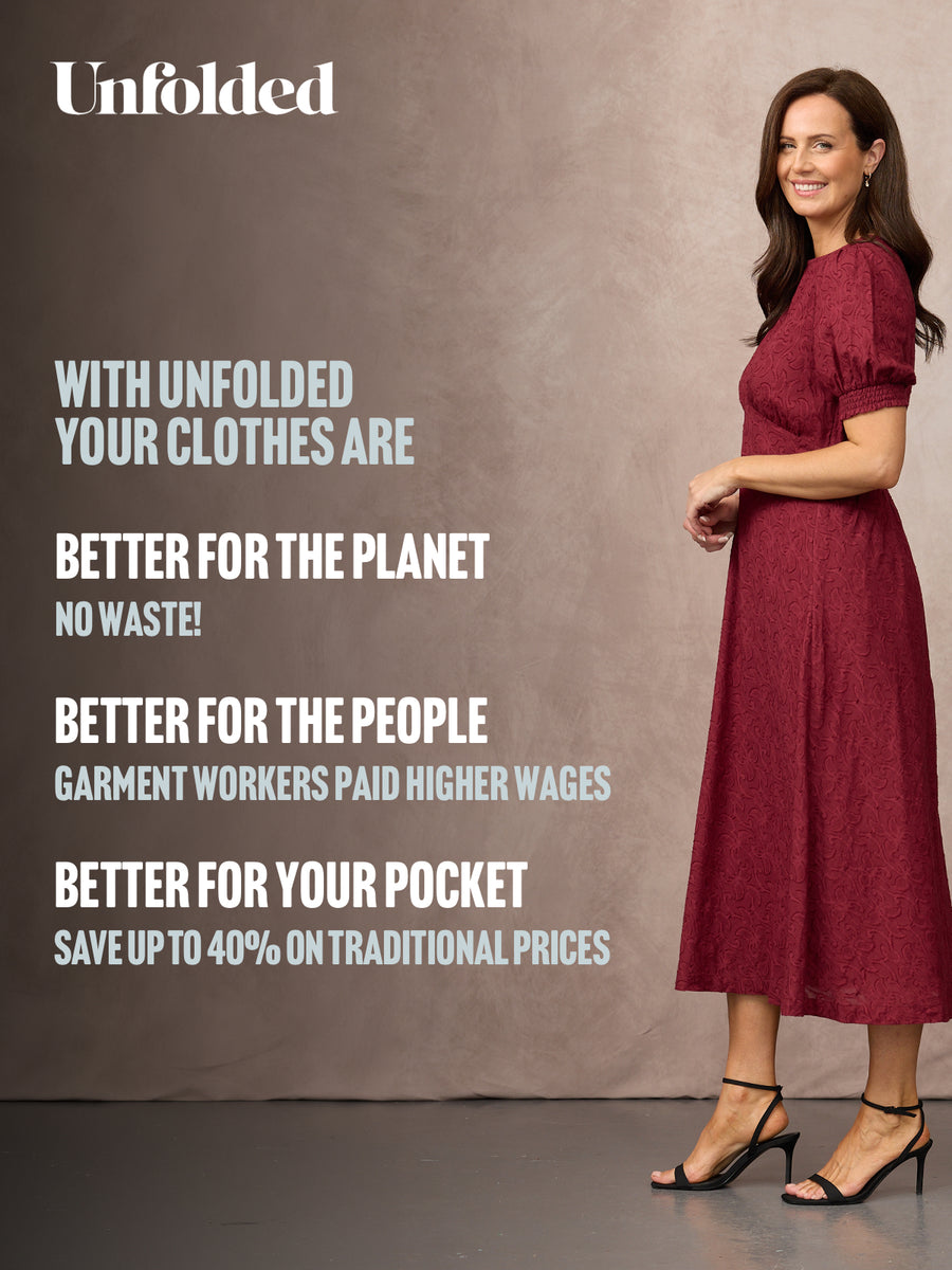 Rachel Puff Sleeve Jacquard Dress - Maroon Red