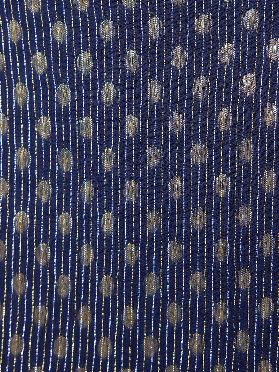 Tricia Wrap Lurex Dress - Navy, Silver & Gold