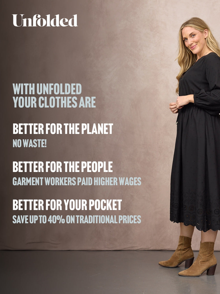 Ellen Long Sleeve Tie Waist Broderie Detail Dress - Black