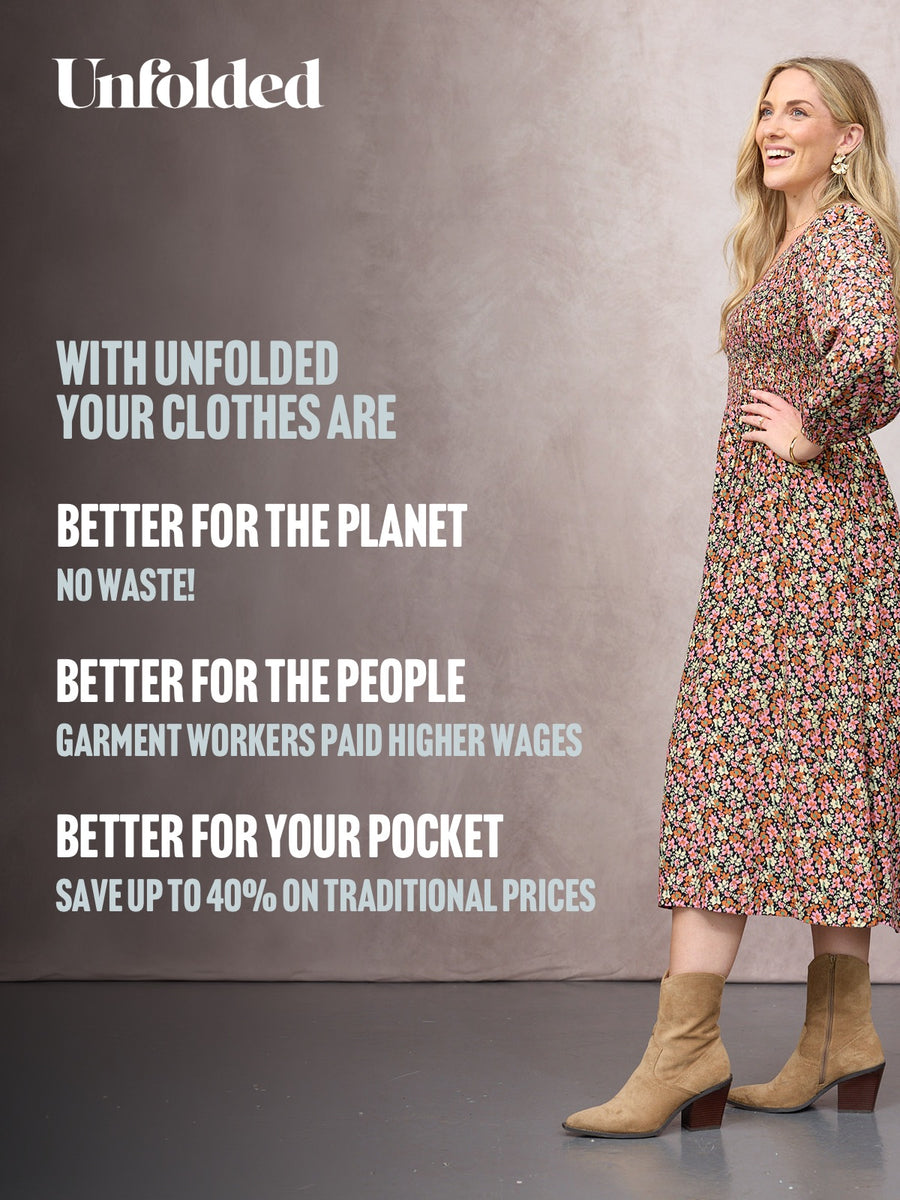 Gillian Shirred Bodice Dress - Multi-Coloured Floral Print