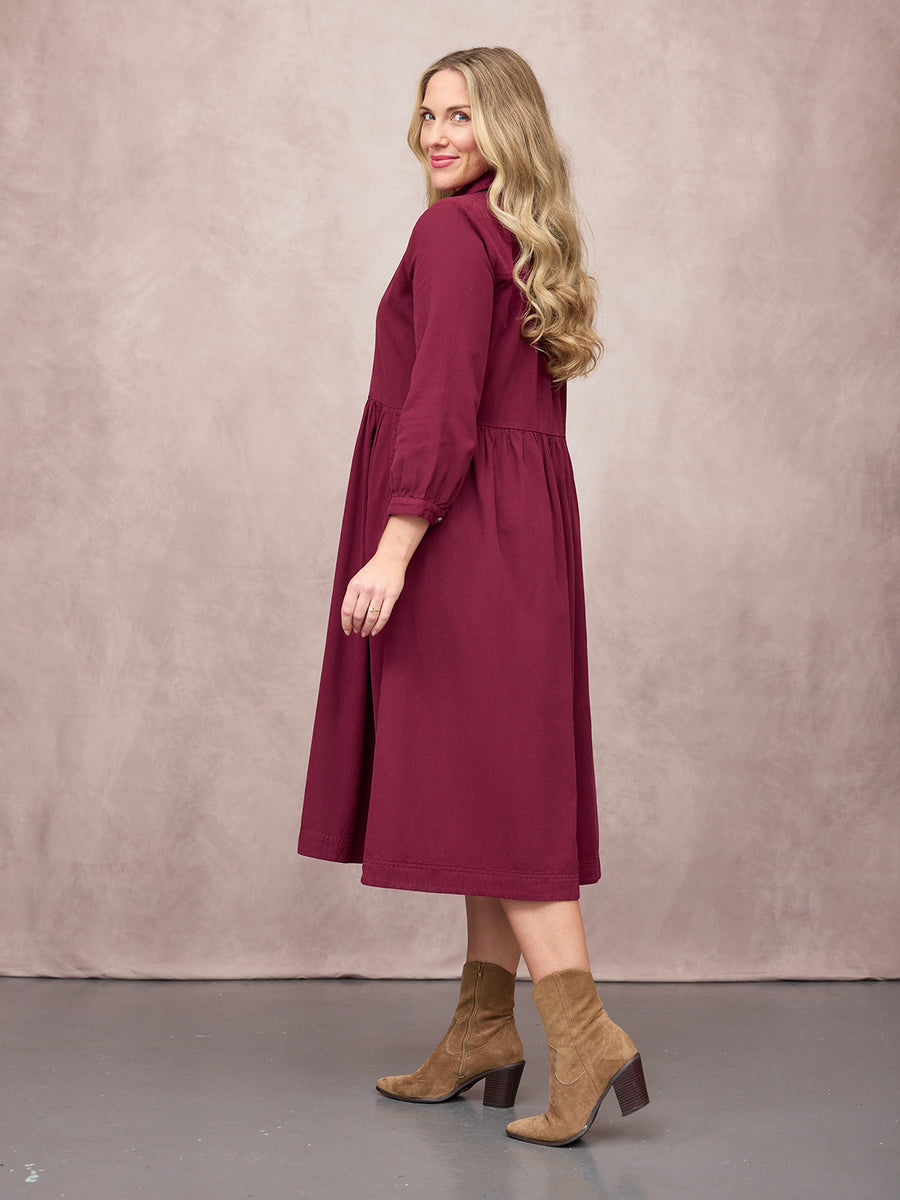 Daisie Shirt Dress - Burgundy