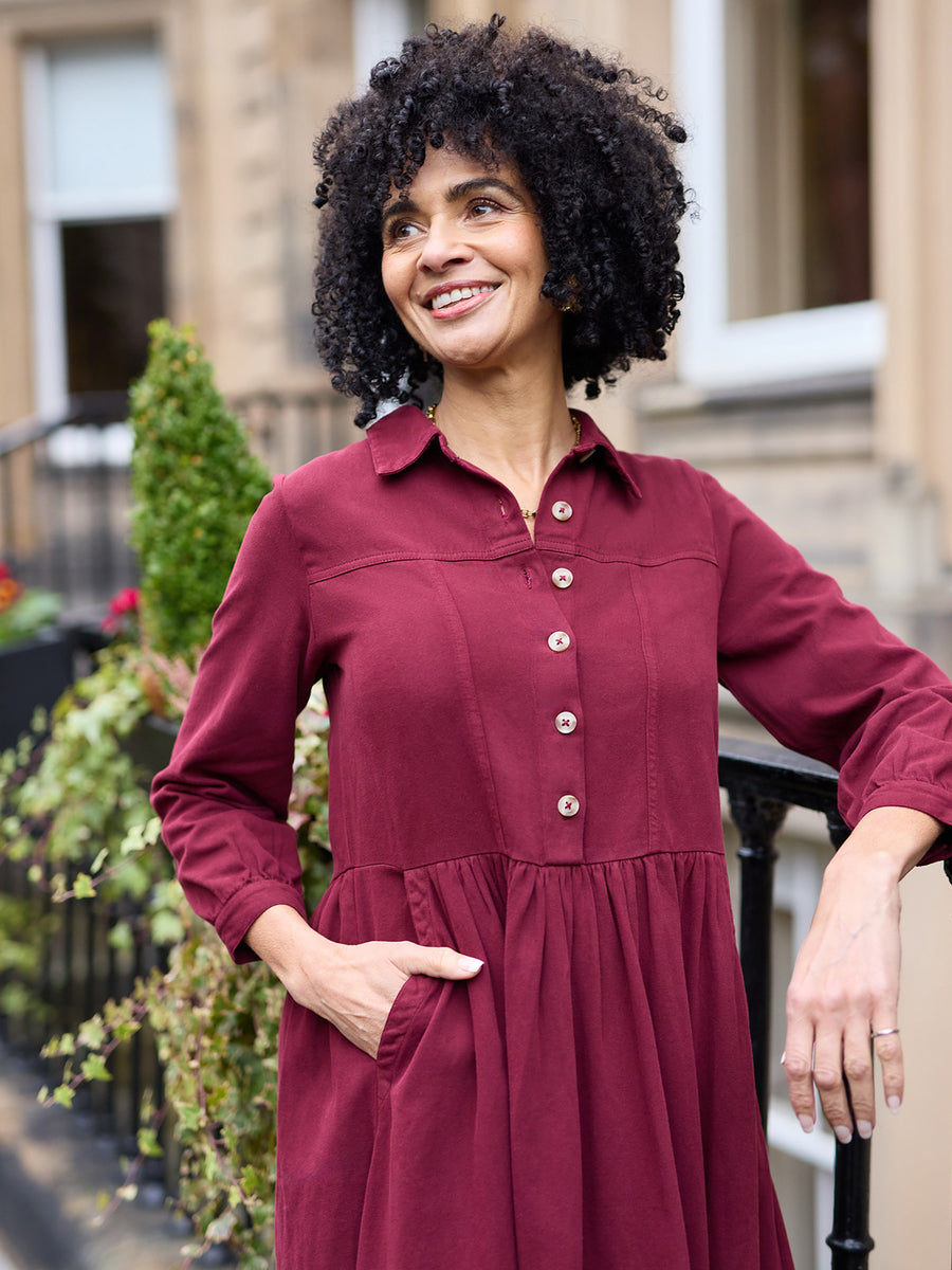 Daisie Shirt Dress - Burgundy