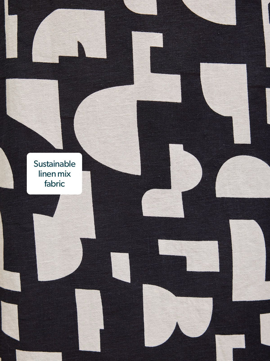 Callie Linen Mix Wrap Dress - Geo Print