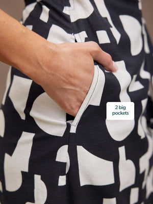 Callie Linen Mix Wrap Dress - Geo Print