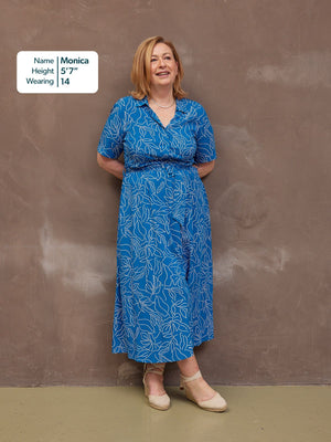 Camilla Dress - Blue Leaf Print