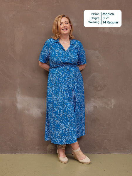 Camilla Dress - Blue Leaf Print