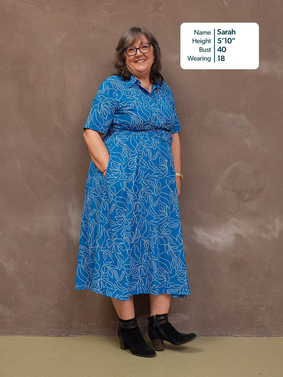 Camilla Dress - Blue Leaf Print