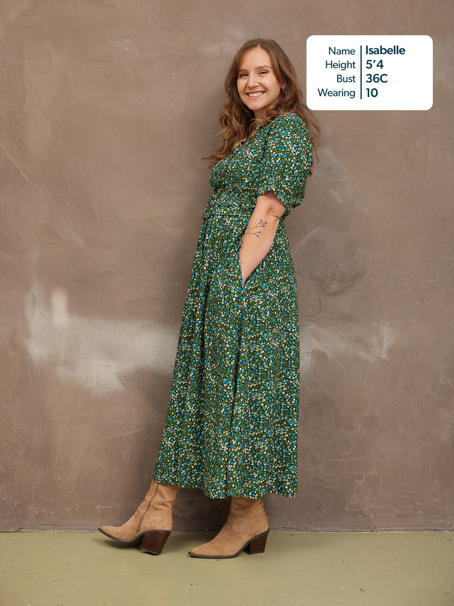 Camilla Dress - Green Floral This is Unfolded Camilla Dress - Green Floral This is Unfolded