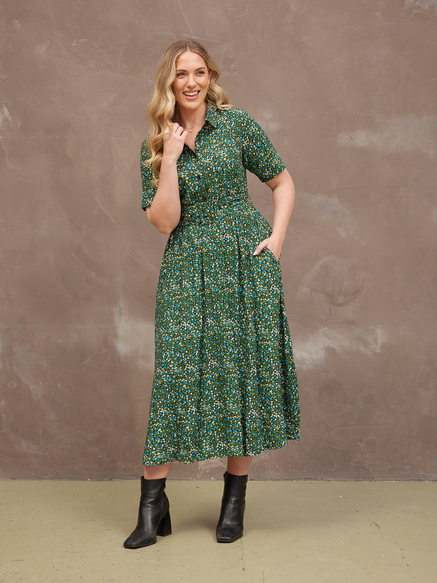 Camilla Dress - Green Floral