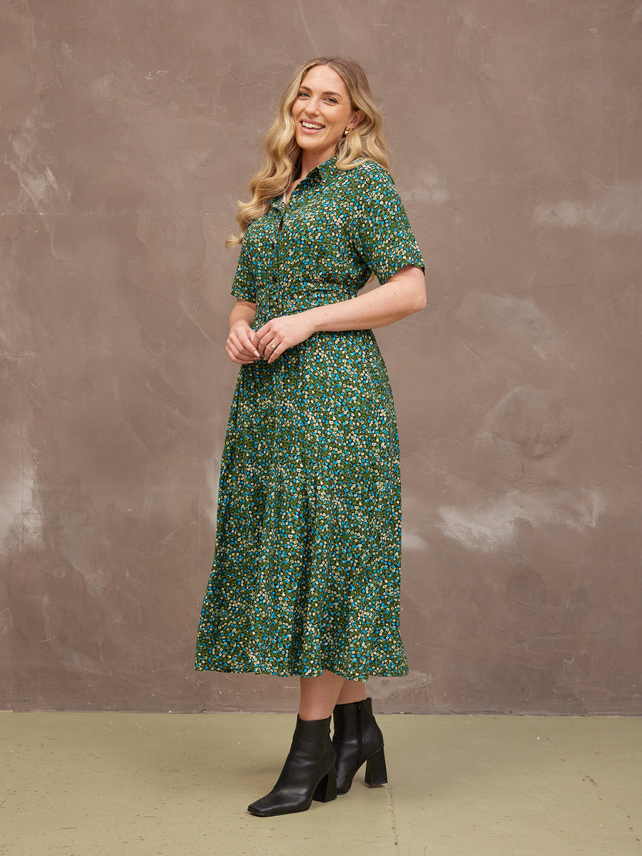 Camilla Dress - Green Floral