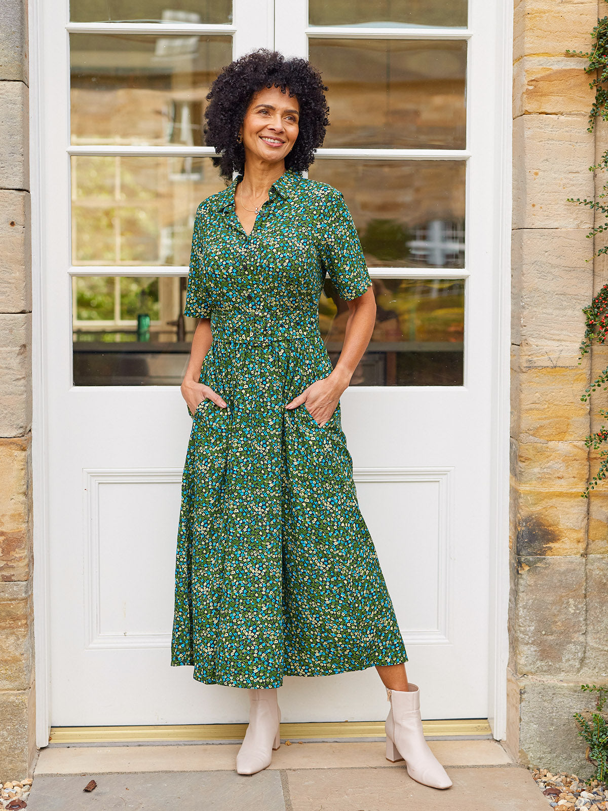 Camilla Dress - Green Floral This is Unfolded Camilla Dress - Green Floral This is Unfolded