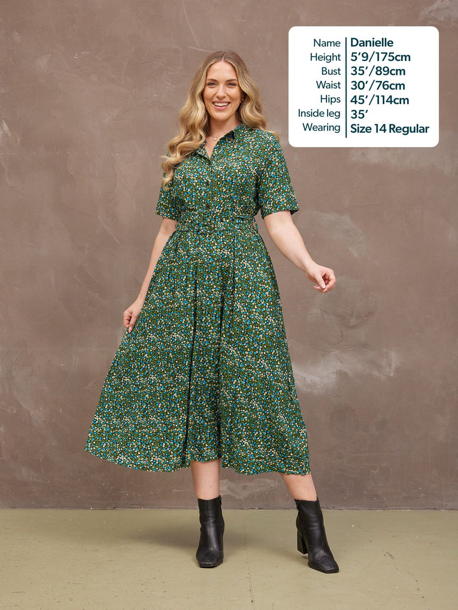 Camilla Dress - Green Floral This is Unfolded Camilla Dress - Green Floral This is Unfolded
