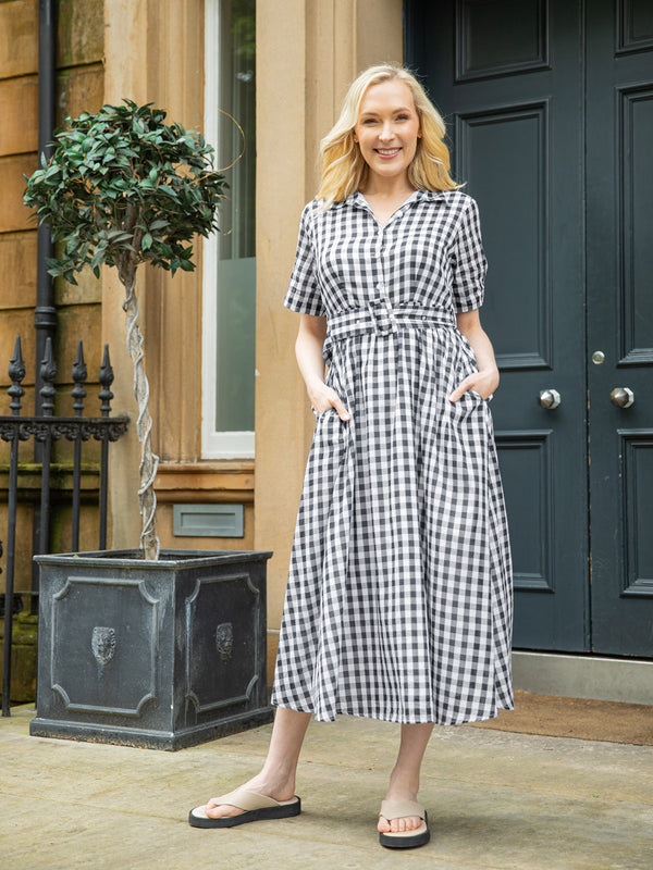 Camilla - Belted Shirt Dress - Gingham