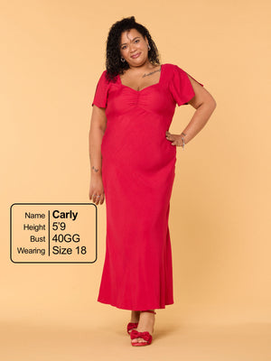 Carly - Sweetheart Midaxi Dress - Red