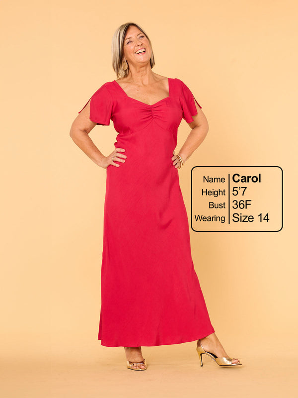 Carly - Sweetheart Midaxi Dress - Red