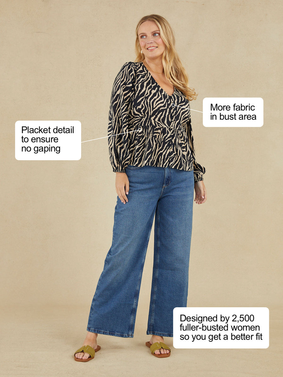 Carol - Peplum Blouse - Zebra Print