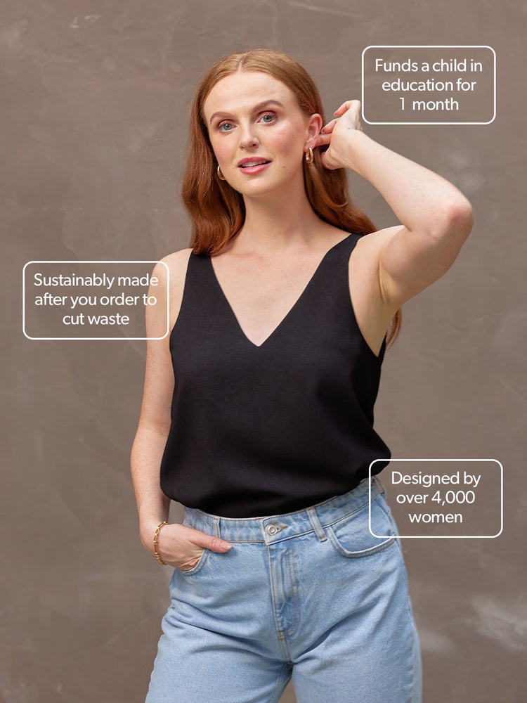 Chelle - V-Neck Cami Top - Black