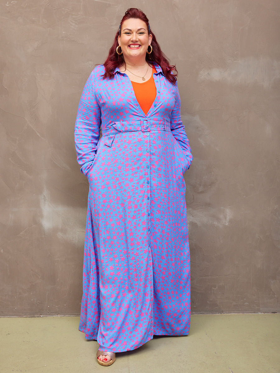 Clara - Shirt Maxi Dress - Star Print