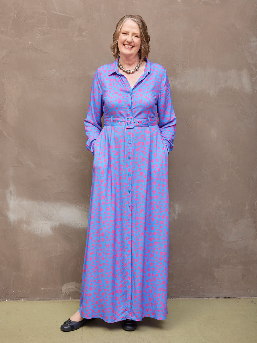 Clara - Shirt Maxi Dress - Star Print