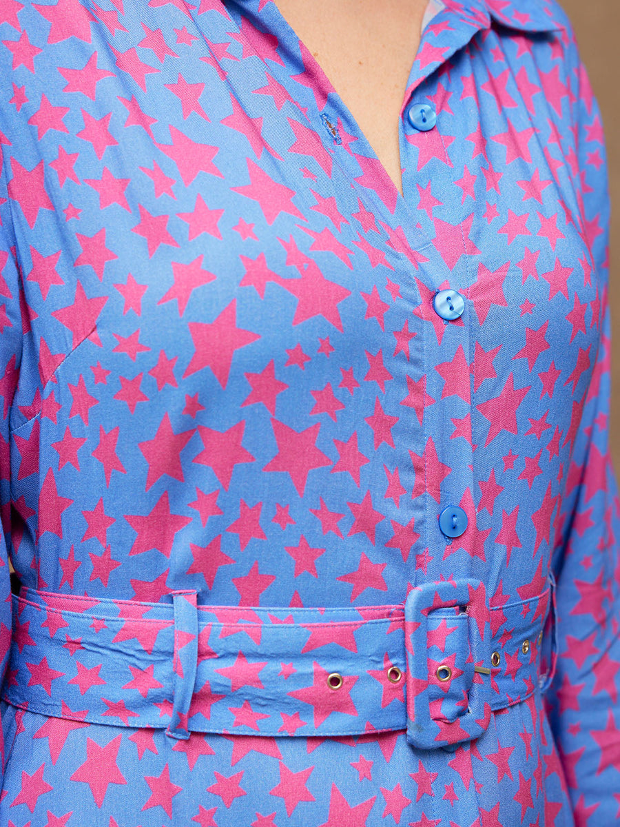 Clara - Shirt Maxi Dress - Star Print