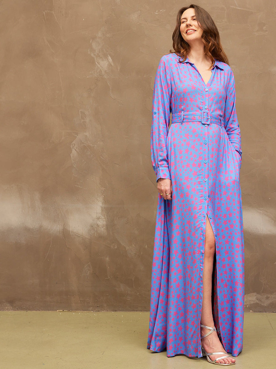 Clara - Shirt Maxi Dress - Star Print
