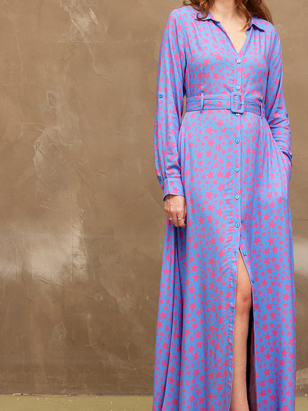 Clara - Shirt Maxi Dress - Star Print