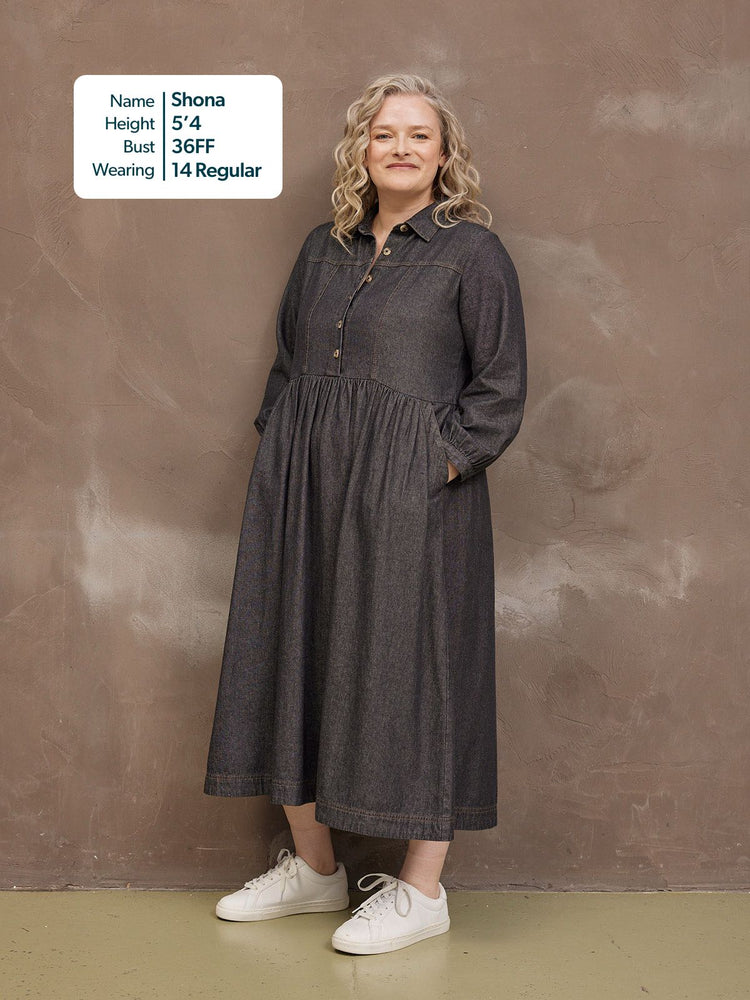Daisie Denim Charcoal Dress - Rhiona Long Sleeve