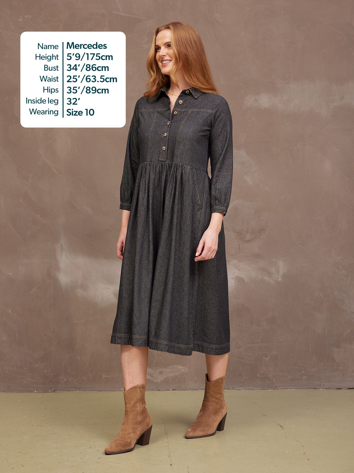 Daisie Denim Charcoal Dress - Rhiona Long Sleeve – This is Unfolded